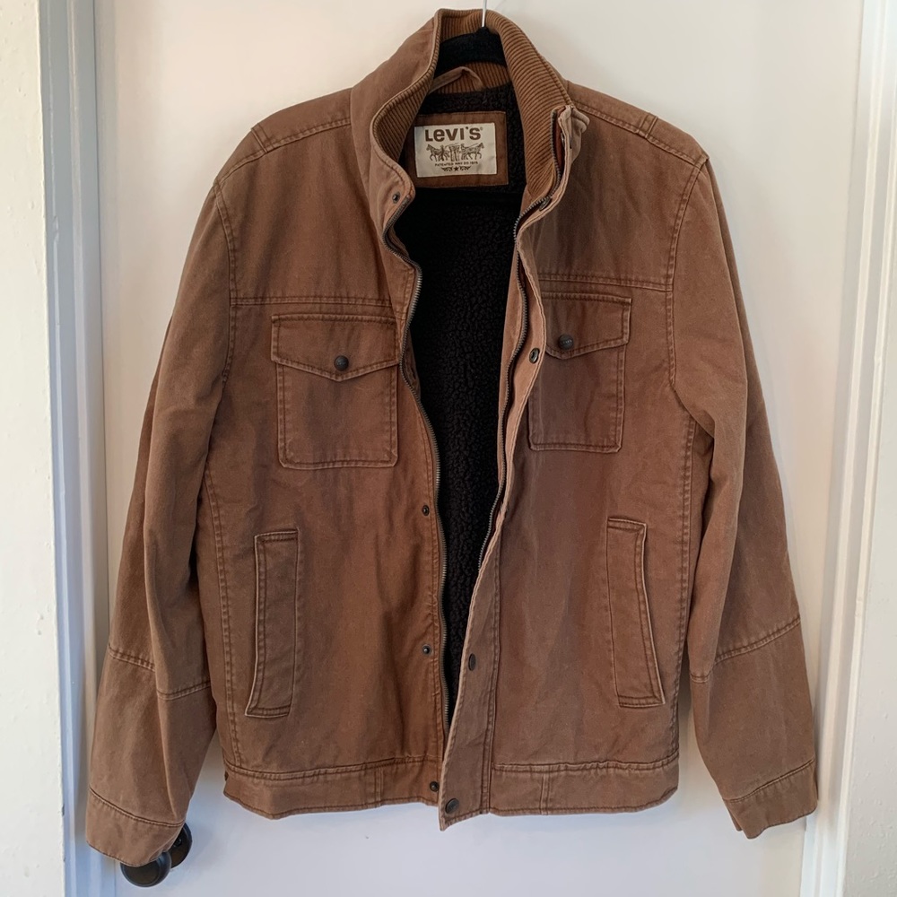 LEVI’S FAUX SHEARLING LINED JACKET. MENS MEDIUM.